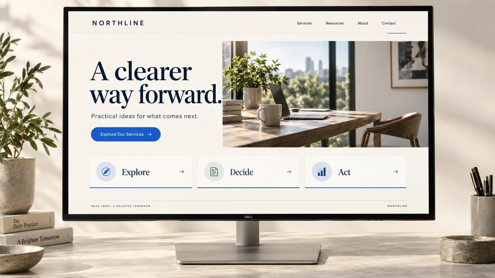 Northline, a fictional website concept, shown on a desktop monitor.